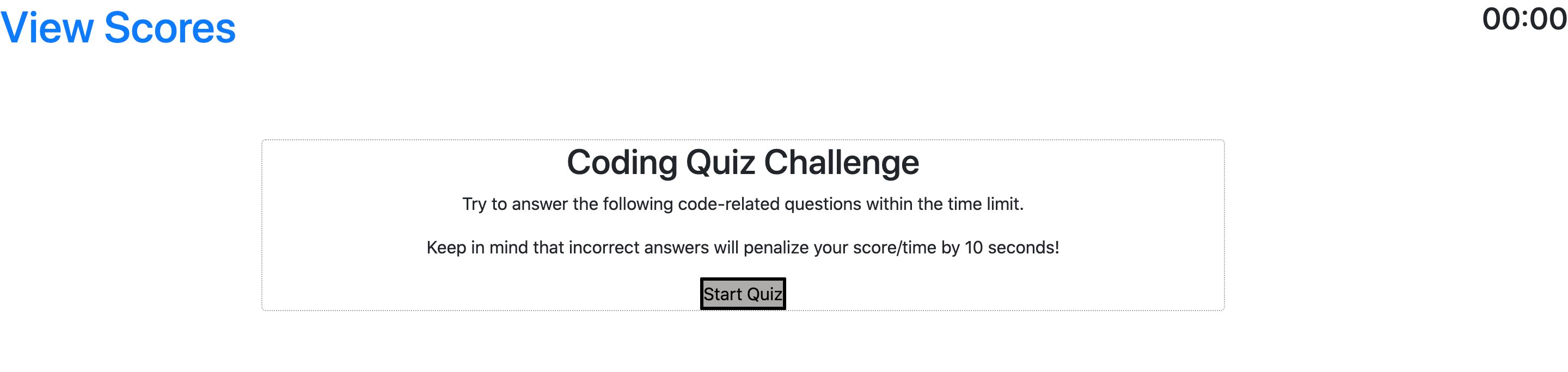 timedQuiz Homepage